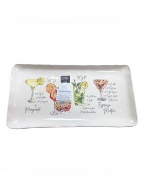 Ceramic Cocktail Serving Platter 15”x8” Margarita Mojito Espresso Martini Italy